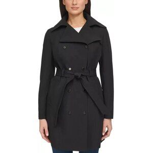 Calvin Klein Women's Trench Rain Coat Double Breasted, Removable Hood, Like New